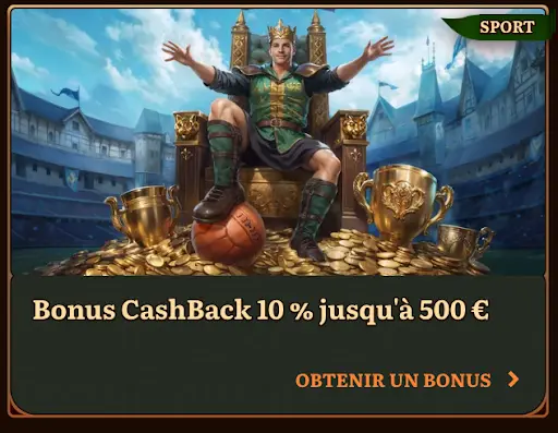 Bonus CashBack 10 % jusqu’à 500 € avec WildRobin Casino Sport